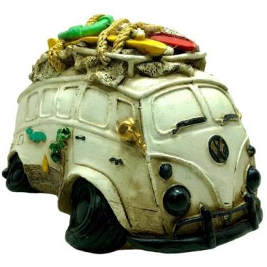 Imagem de Kombi Cofre De Gesso Colorida Enfeite Decorativo - AY, Branca