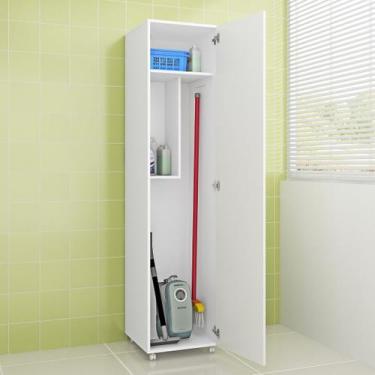 Imagem de Armário de Lavanderia Multiuso 1 Porta 1 Prateleira MDP Branco Tecnomo