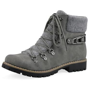 Imagem de Cliffs by White Mountain Bota feminina Pioneer acolchoada com cadarço na altura do tornozelo, Cinza/nobuck, 41