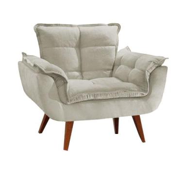 Imagem de Poltrona Opala Luxo com Pés Estilo Retrô Nude - MARABU, BEGE