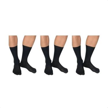 Imagem de Kit 3 Pares De Meias Masculina Social Clássic- Preta - 38-44