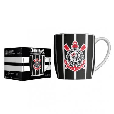 Imagem de Caneca Urban Porcelana Allmix Corinthians Democracia Preto 360 ML Licenciada Branco