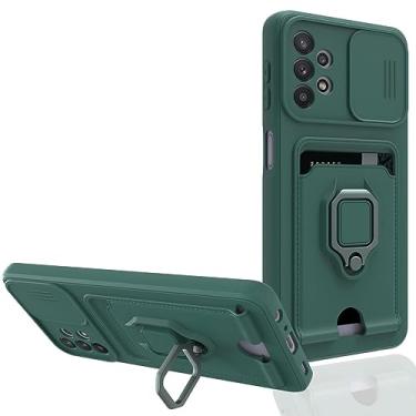 Imagem de Carteira com compartimentos para cartão para Samsung Galaxy S22 S23 Ultra A12 A13 A53 A73 A33 Colar Cordão Cordão Suporte de silicone Capa, verde, Para A72 4G 5G