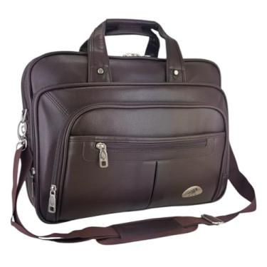 Imagem de Pasta Bolsa Maleta Transversal Tiracolo Social Executiva Notebook Documentos Masculina (Marrom)