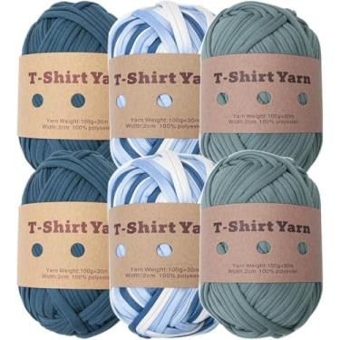 Imagem de 6 Pcs T-shirt Tecido Elástico Fio De Crochê Fio De Camiseta Grosso Para Diy Bolsa Cobertor Almofada Projetos De Crochê, Style D