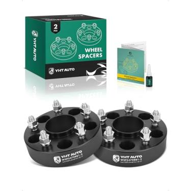 Imagem de YHTAUTO Espaçadores de roda centrados em cubo 5 x 4,75 polegadas de 4,5 polegadas compatíveis com Chevrolet, GMC, Buick, Cadillac, modelos Pontiac, Camaro, espaçadores de pneu Jimmy c/ M12 x 1,5 70,5 mm furo do cubo 5 pinos 2 peças adaptador de roda preto