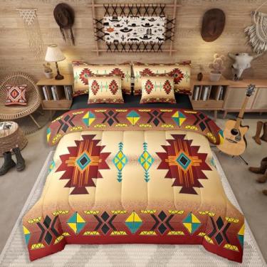 Imagem de Erosebridal Jogo de cama solteiro asteca ocidental para meninos, étnico, tribal, nativo, étnico, boêmio, geométrico, sudoeste, étnico americano, nativo, em uma bolsa, vermelho