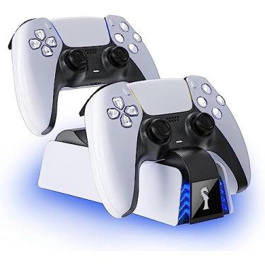 Imagem de Estação de Carregamento PS5, Estação de Carregamento para Controle de Playstation 5 PS5 com 2 Cabos de Carregamento Rápido de Substituição para Controle S~ony DualSense