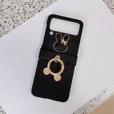 Imagem de Coelho coelho glitter urso anel sólido branco caso para samsung galaxy z flip 3 4 5g z flip5 flip4 zflip5 capa traseira, b, para z flip 3