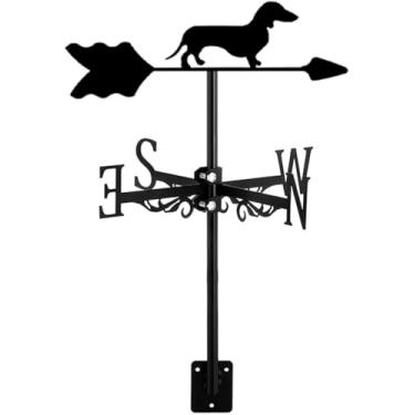 Imagem de Cata-vento Cão Ornamento Cata-vento Animal Metal Telhado Jardim Sinal De Direção Weathercock Outdoor Farmhouse Decorativo Ferramenta De Medição De Vento Indicação Direcional