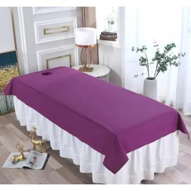 Imagem de Lençol de cama impermeável e à prova de óleo para salão de beleza, massagem SPA, protetor de mesa de cama filmado e amigo da pele para salão de barbearia (LILAS, 190X118 SEM FURO)