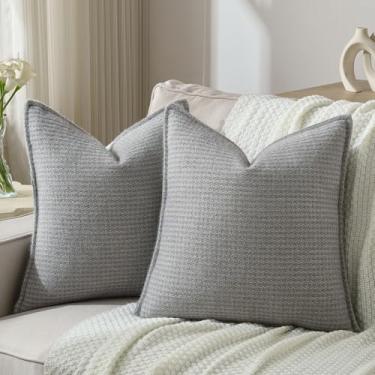 Imagem de FUTEI Conjunto de 2 capas de almofada decorativas cinza claro 40,6 x 40,6 cm, capa de almofada texturizada macia, decoração de casa moderna para sofá-cama sala de estar