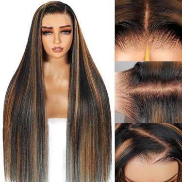 Imagem de Peruca KEUET Highlight Wear and Go sem cola, 100% cabelo humano