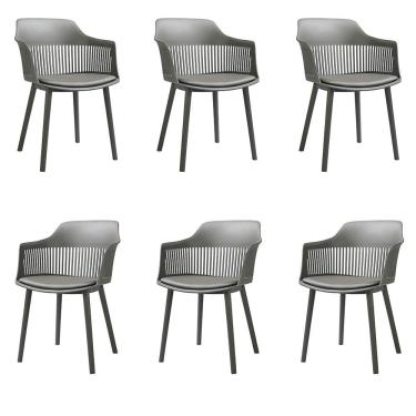 Imagem de Kit 6 Cadeiras Decorativas Prescott Sala De Jantar Pp/pu Cinza G56 - Gran Belo