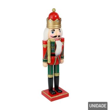 Imagem de Enfeite Boneco Madeira 35cm Guarda Quebra Nozes - Tudo em Caixa