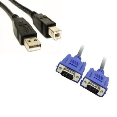 Imagem de Kit 5 chaveador kvm usb switch 2 portas vga  e kit cabos