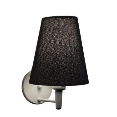 Imagem de Arandela Cone Md-2007 Base Branco Cúpula Em Tecido 20-08x18cm Preto - Bivolt