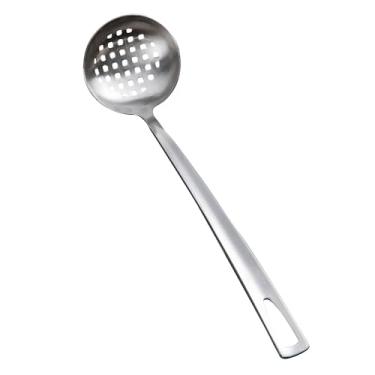 Imagem de Colher de panela quente de aço inoxidável para uso doméstico, concha longa e escumadeira, utensílios de cozinha, utensílios para casa e restaurante, pode ir à máquina de lavar louça, colher com fenda
