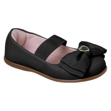 Imagem de Sapatilha Infantil Menina Preta com Fivela Dourada, Verniz, Com elástico, Estilo Boneca (Preta/Laço, BR, Criança de 1 a 3 anos, Numérico, 23)