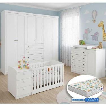 Imagem de Quarto Infantil Americano 6 Portas Com Berço Multifuncional Atlanta Am