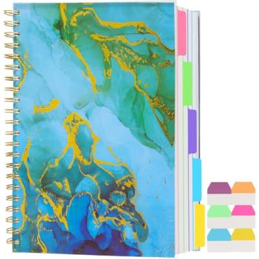 Imagem de 5 Subject Notebook College Ruled, A5 Spiral Notebook with Removable Pocket Dividers Tabs, Lined Organizer Notebook Journal for Women, 240 Pages Notebooks for Work School Note Taking, Blue Marble