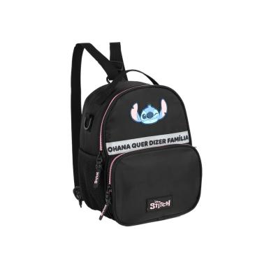 Imagem de Lancheira Térmica Stitch Disney Luxcel | Preta e Pink | Ohana | Alça de Costas