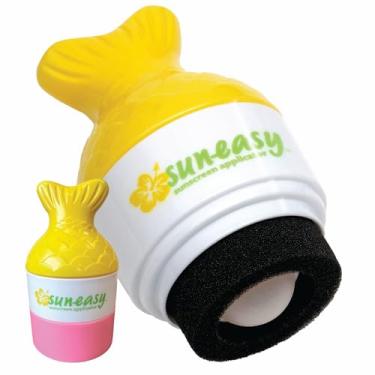 Imagem de Aplicador de protetor solar Sun-Easy, recarregável com esponja para crianças e bebês, aplicação divertida, rápida e sem bagunça, comporta 80 ml, tampa peixe/rosa