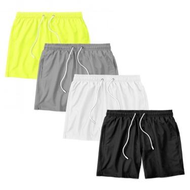 Imagem de Kit 4 Shorts Bermuda Masculino Tactel Liso Praia Academia-Masculino