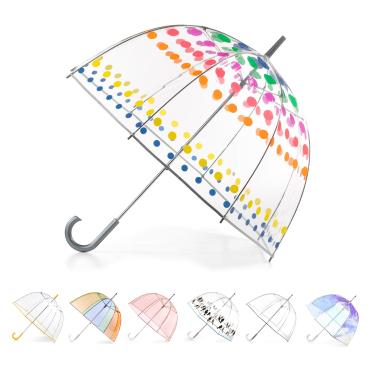 Imagem de Totes Guarda-chuva de bolhas transparentes para adultos e crianças com dossel de cúpula, design leve, guarda-chuva de proteção contra vento e chuva, Pontos, Adults - 51" Canopy, Guarda-chuva
