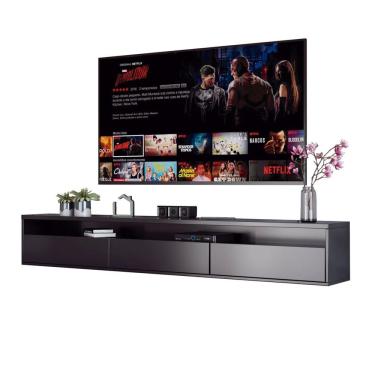 Imagem de Rack Suspenso Pequeno De Parede Para Sala De Tv Ou Quarto Life 1.12 - Preto - Moveisaqui