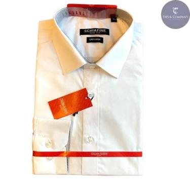 Imagem de Camisa Masculina Social Branca Manga Longa Slim Fit Schiafine, Branco,