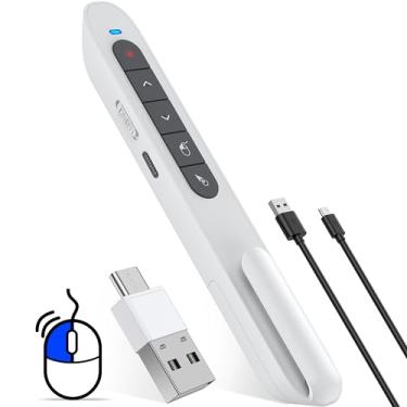 Imagem de Air Mouse Clicker para apresentação, recarregável, controle remoto para professores de sala de aula, RF 2,4 GHz USB sem fio apresentador clicker PPT Slide Advancer para Mac, Windows, Laptop, Keynote