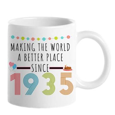 Imagem de Choinn 1935 Presentes de aniversário de 91 anos para mulheres e homens, presente de aniversário de 91 anos, caneca de café para mãe, pai, avó, vovô, ideias de presentes de aniversário de 91 anos, Dia