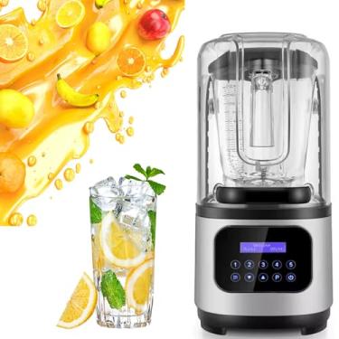 Imagem de Liquidificador Com FunçãO De Triturar EléTrico de 1500 W com tampa à prova de som, painel sensível ao toque e copo de 2000 ml para smoothies, nozes, gelo e frutas