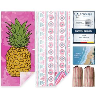 Imagem de Giyim Toalhas de praia grandes – Pacote com 2 toalhas de praia de microfibra de 250 g/m2 de 180 x 99 cm para adultos, toalha de praia leve de secagem rápida absorvente compacta sem areia para piscina