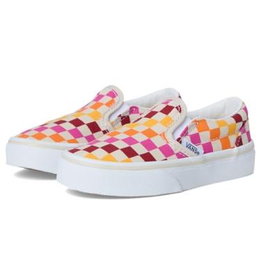 Imagem de Vans Kids Tênis infantil unissex clássico sem cadarço (criança pequena), Xadrez retrô arco-íris, 15