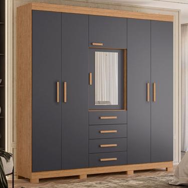 Imagem de Guarda Roupa Casal Espelho 6 Pt 4 Gavetas Virtus Albatroz