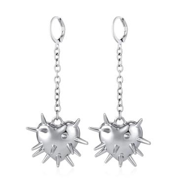 Imagem de Brincos de coração gótico gótico emo punk alternativo rock spiked gyaru brincos de gota para mulheres e homens, one size, Zinco, Sem pedra preciosa