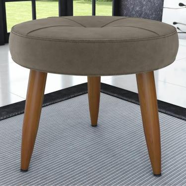 Imagem de Puff Decorativa Redondo Marici Veludo Cappuccino