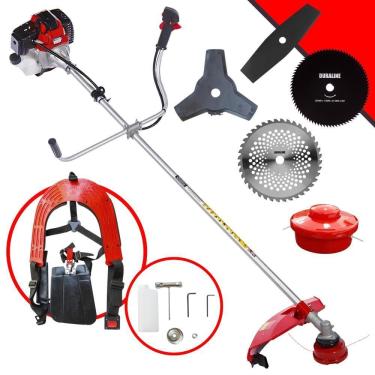 Imagem de Roçadeira 43cc Rt43l Com Facas 2p, 3p, 40d, 80d + Carretel