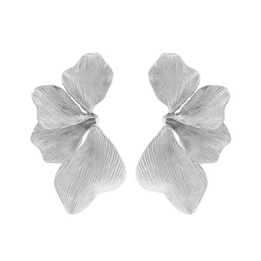 Imagem de immerFancy Brincos femininos com pingente de flor de ouro grosso, hipoalergênico, tropical, férias de verão, grandes folhas exageradas, brincos de gota floral, joias, presentes, Large, Zinco, Sem