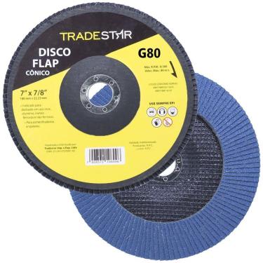Imagem de Disco Flap 180 Mm G80 Fibra Cônico Azul Aço E Inox Tradestar