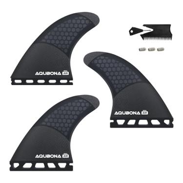 Imagem de Lonnngg Barbatanas de prancha de surfe, aba dupla, FinG3/G5/G6/G7 Half Carbon + Honeycomb Surfboard Fin Thruster Set (Fu-G3-Comb)
