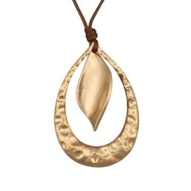 Imagem de joymiao Colar longo com pingente feminino grosso vintage boêmio com pingente de ouro grande joia hippie