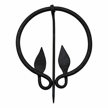 Imagem de Lord of Battles Broche de manto Viking – Broche de ferro forjado à mão para mantos e xales – Fibula Medieval para LARP, Reconstituição e Fantasias, Standard, Sem Pedra Preciosa