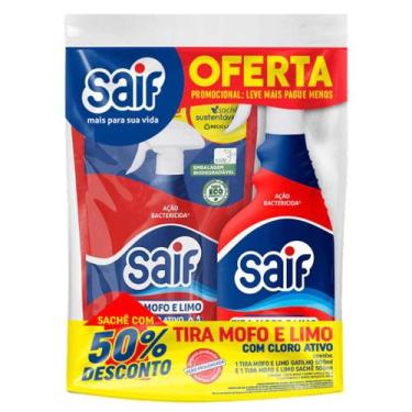Imagem de Kit Tira Mofo e Limo Gatilho 500ml + Sachê 500ml Saif