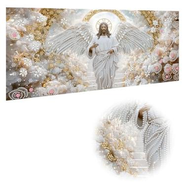 Imagem de Reofrey Kits de arte de diamante grande de forma especial DIY para adultos Jesus, kits de pintura de diamante grande anjos para adultos, tela bordada de ponto cruz de strass para artesanato, decoração