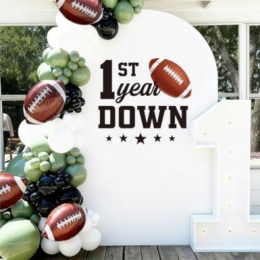 Imagem de JarThenaAMCS Adesivo de parede para decoração de primeiro aniversário de 1º ano para festa de aniversário de futebol para decoração de arco de balão