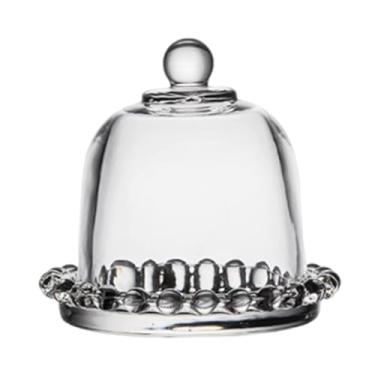 Imagem de IEUDNS Suporte de vidro pequeno para bolo com cúpula, bandeja multiuso para servir sobremesas, prato redondo para bolo, Size S