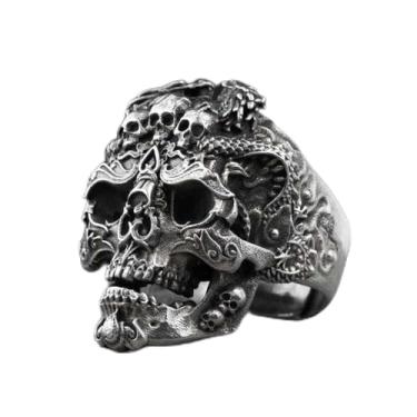 Imagem de Anel masculino fashion punk motociclista caveira anéis, Liga de aço Metal, Sem pedra preciosa
